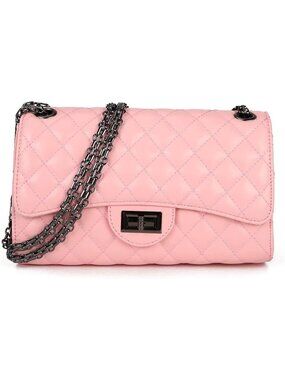 Women's Pink Ladies Purse Crossbody Bag with Chain Strap Stylish Clutch Purse